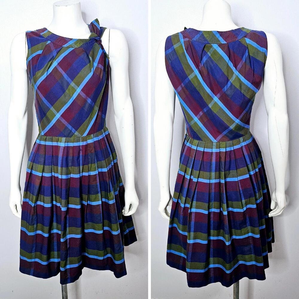 Vintage 1950s Plaid Cotton Dress
